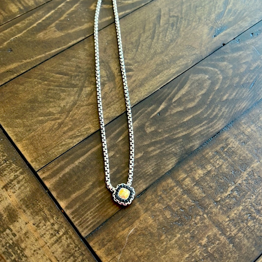 John Hardy Silver Necklace with Yellow Center Stone